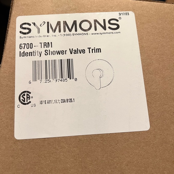 NEW: Symmons Identity 1-Handle Shower Valve Trim in Polished Chrome 6700-TRM - Picture 2 of 3